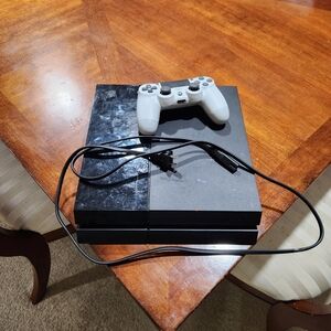 Used Sony PlayStation 4 Console with DualShock Controller Black and White As Is